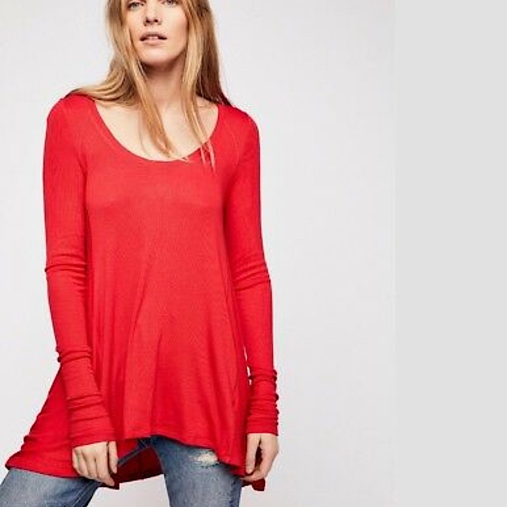 FP January Ribbed Tee — Red Long Sleeve